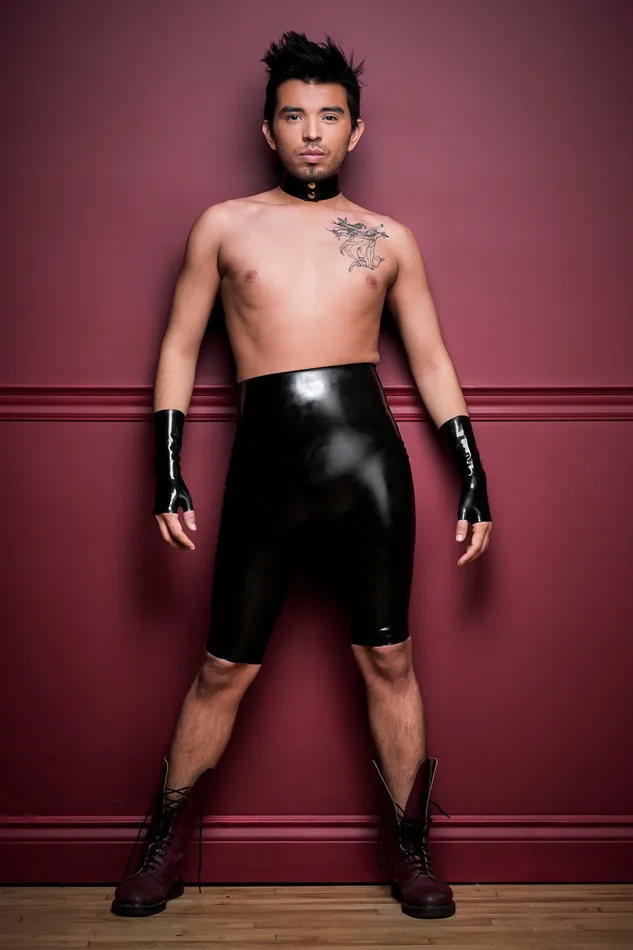 High Waisted Latex Bermuda Shorts - Seconds | Chez Noir Vibrators