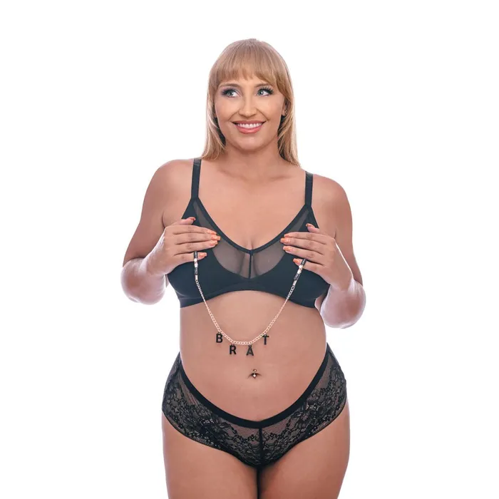 Sportsheets Female Sex Toys Sex Mischief Brat Charmed Nipple Clamps Rose Gold with 45 cm Chain Sportsheets Female Sex Toys Sex Mischief Brat Charmed Nipple Clamps Rose Gold with 45 cm Chain