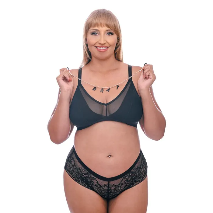 Sportsheets Female Sex Toys Sex Mischief Brat Charmed Nipple Clamps Rose Gold with 45 cm Chain Sportsheets Female Sex Toys Sex Mischief Brat Charmed Nipple Clamps Rose Gold with 45 cm Chain