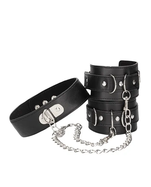 Shots Shots Ouch Black White Bonded Leather Collar Whand Cuffs Anal