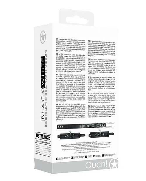 Shots Shots Ouch Black White Bonded Leather Collar Whand Cuffs Anal