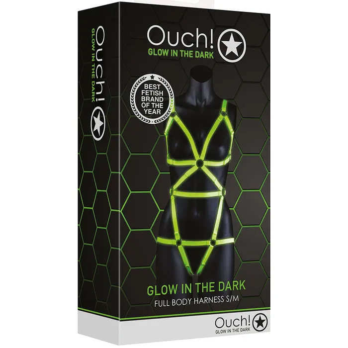 Ouch Glow In The Dark Full Body Harness M Shots Toys Female Sex Toys Ouch Glow In The Dark Full Body Harness M Shots Toys Female Sex Toys