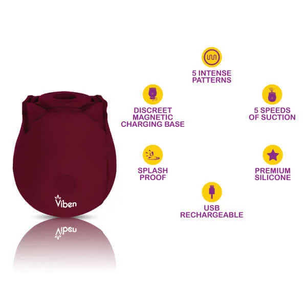 Viben Female Sex Toys Viben Zen Classic Rose Ruby Handheld Clitoral and Nipple Stimulator